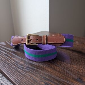 Vintage Dooney and Bourke Purple Green Stripe Wool Surcingle Belt